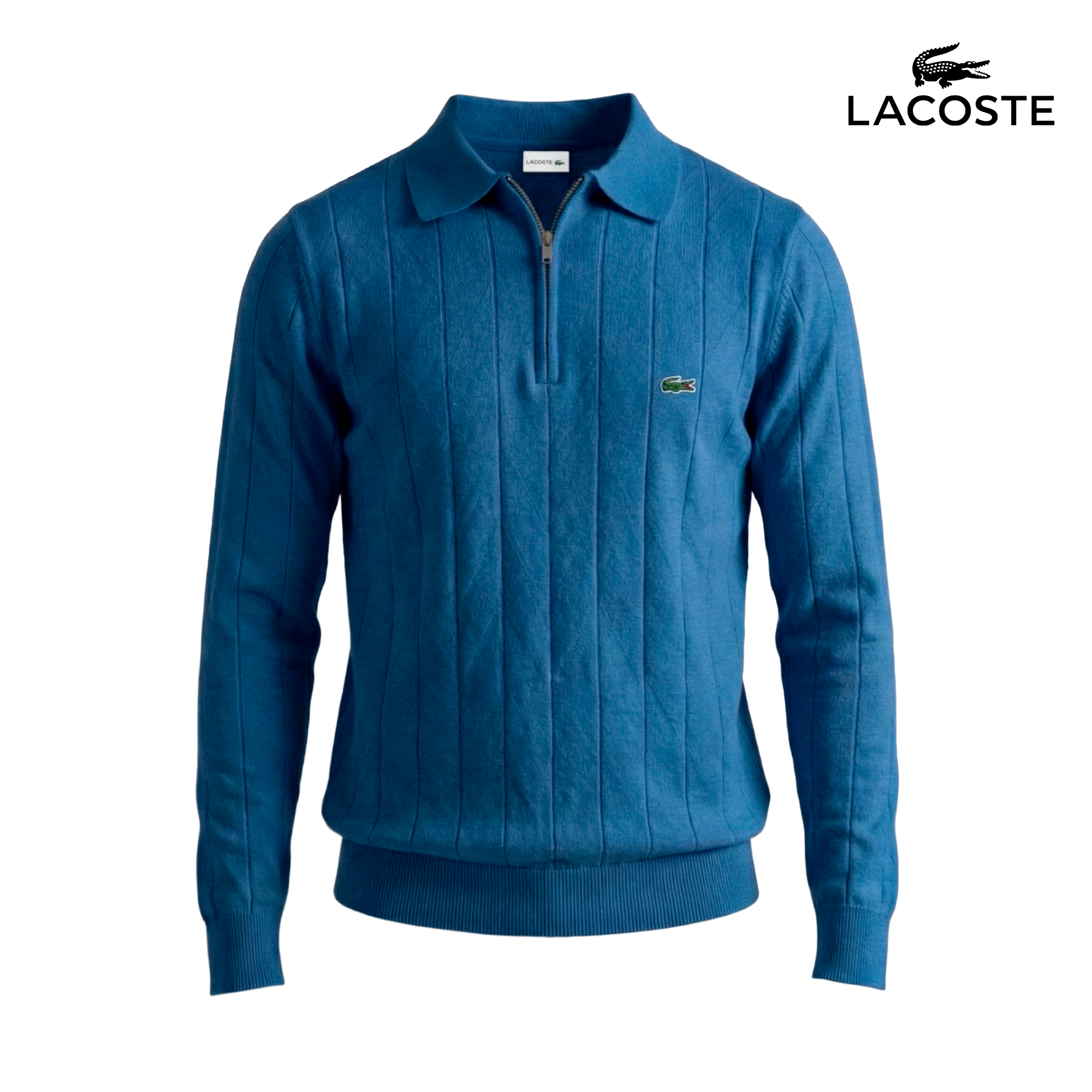 Maglione classico con zip a coste 